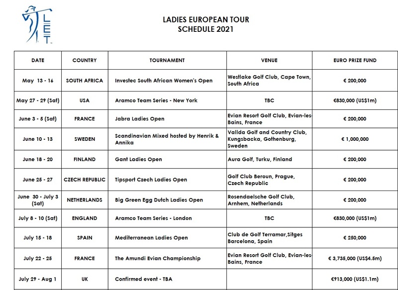 Ladies European Tour Schedule 2021 - GolfPunkHQ